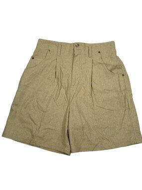 Silk Exchange women’s 100% Silk Khaki Pleated Casual Shorts Size L Made In China